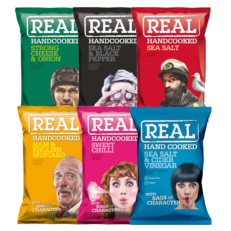 Real Crisps Hand Cooked 6 Pack Variety Bundle 150g