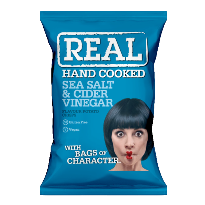 Real Crisps Hand Cooked Sea Salt and Malt Vinegar 35g
