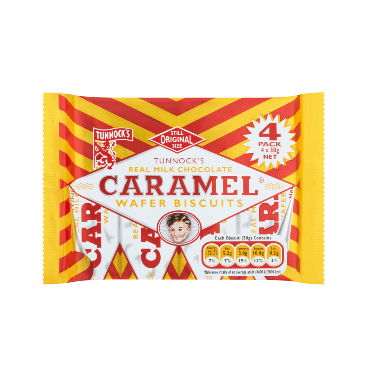 Tunnock's Caramel Wafer Biscuits Milk Chocolate 4 Pack 120g