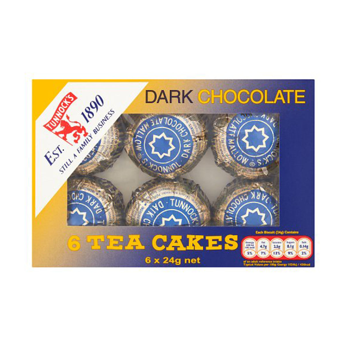 Tunnock's Tea Cakes Dark Chocolate 6 Pack 24g
