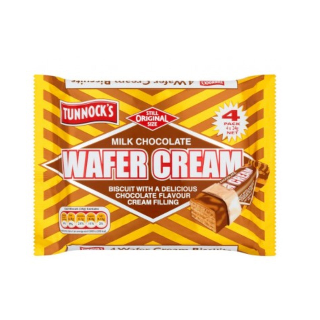 Tunnock's Wafer Cream Milk Chocolate 24g - 4 Pack