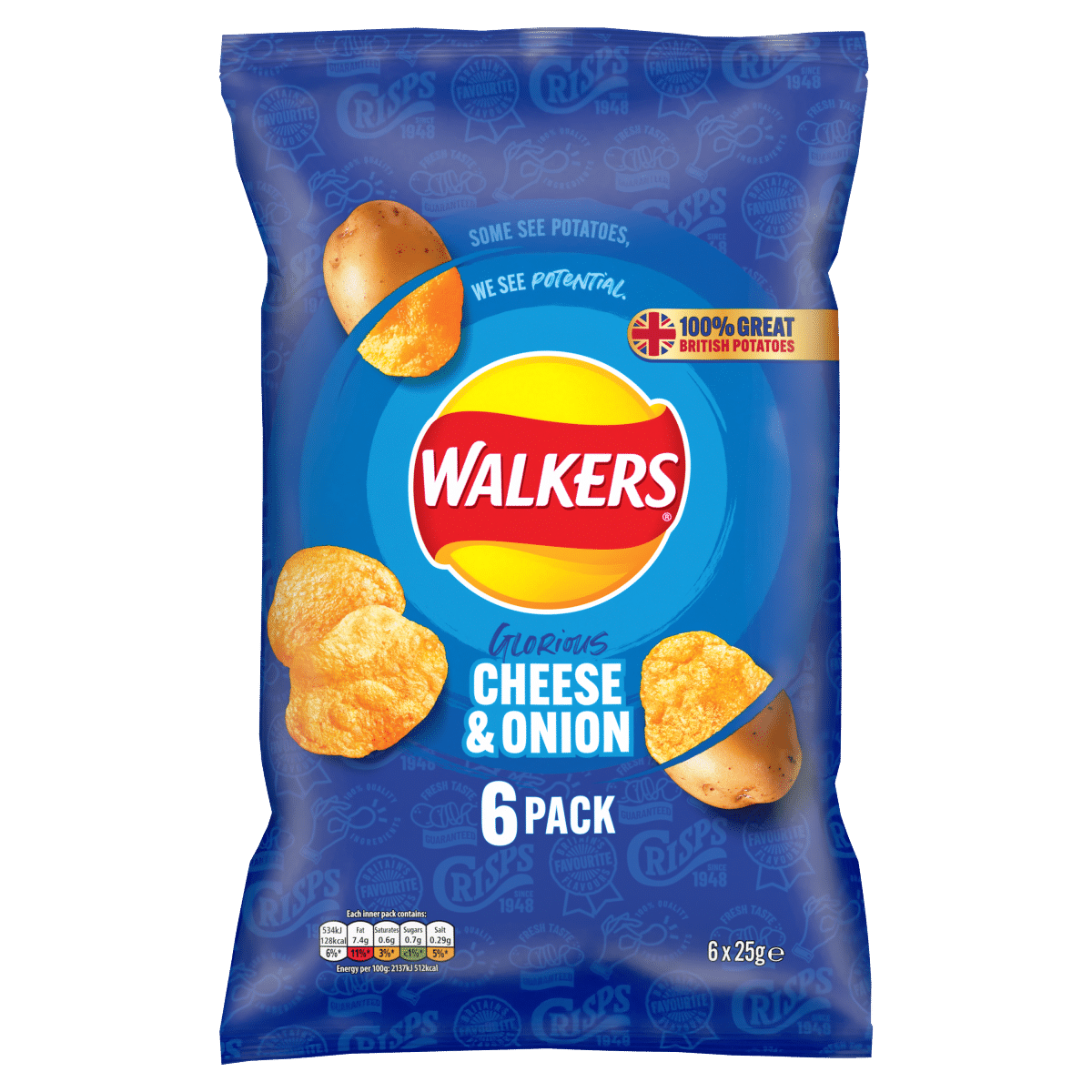 Walkers Crisps Cheese & Onion 25g - 6 Pack