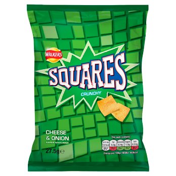 (BBE: 23/03/2024) Walkers Squares Cheese & Onion Snacks 27.5g