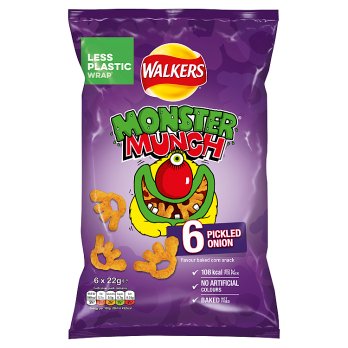 Walkers Monster Munch Pickled Onion Snacks 20g - 6 Pack