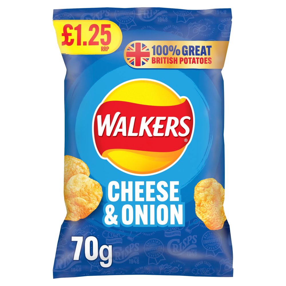 (BBE: 14/12/2024) Walkers Crisps Cheese & Onion 70g