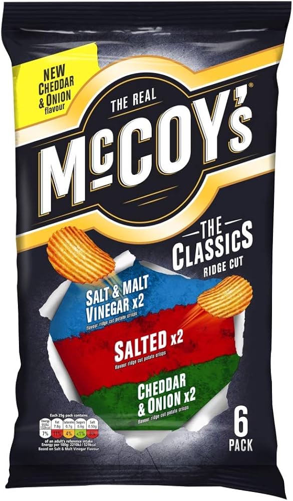 (BBE: 30/03/2024) McCoy's The Classics Ridge Cut Potato Crisps 6 x 25g (Archers Road)
