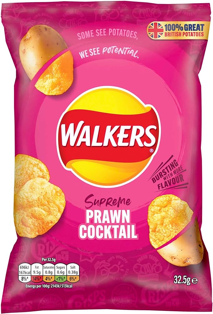 (BBE: 28/02/2024) Walkers Prawn Cocktail Crisps 32.5g