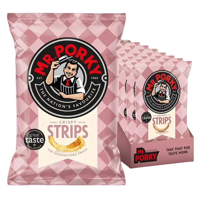 Mr Porky Pink Crispy Strips 35g - 14 Pack