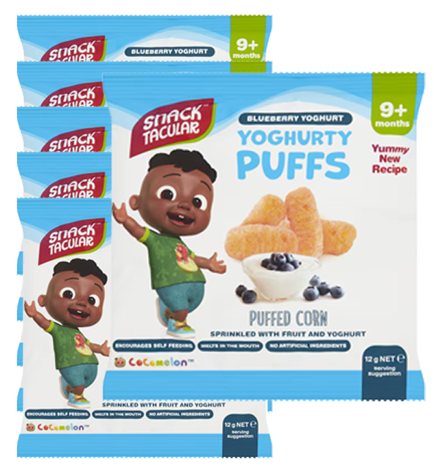 Snacktacular Yoghurty Puffs Puffed Corn Blueberry Yoghurt 12g - 6 Pack
