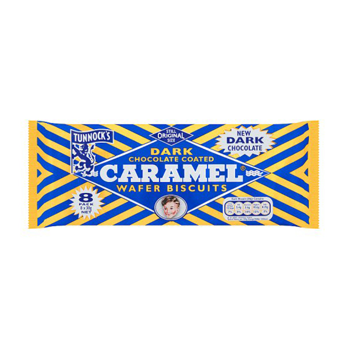 Tunnock's Caramel Wafer Biscuits Dark Chocolate 30g - 8 Pack