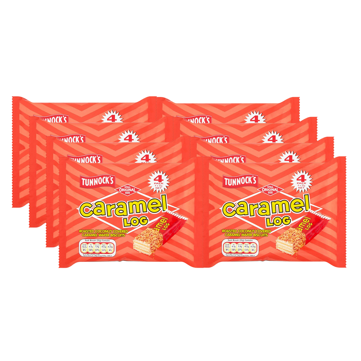 8 x Tunnock's Caramel Log 32g - 4 Pack