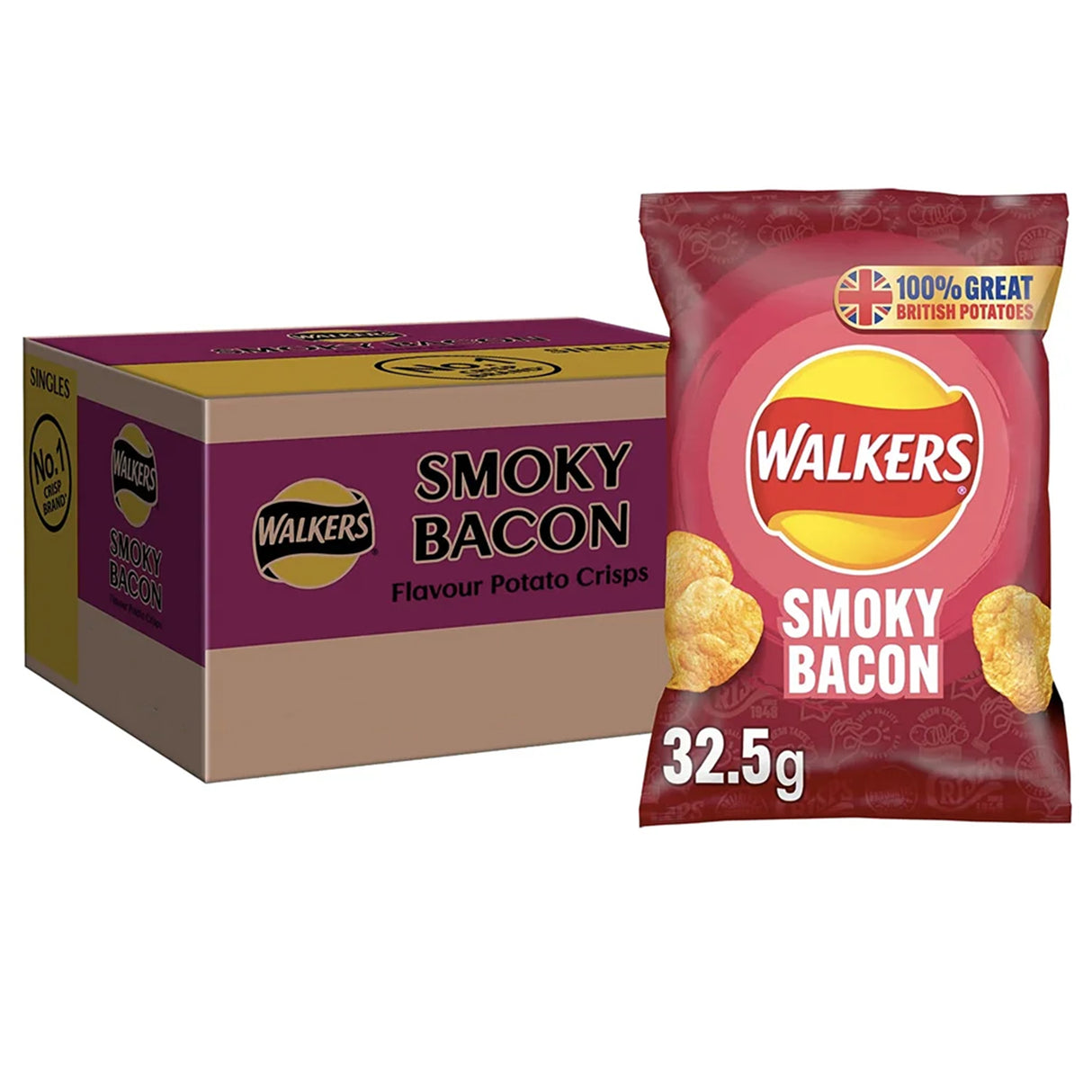 SNACK LOVER Walkers Smoky Bacon Crisps 32.5g - 32 Pack