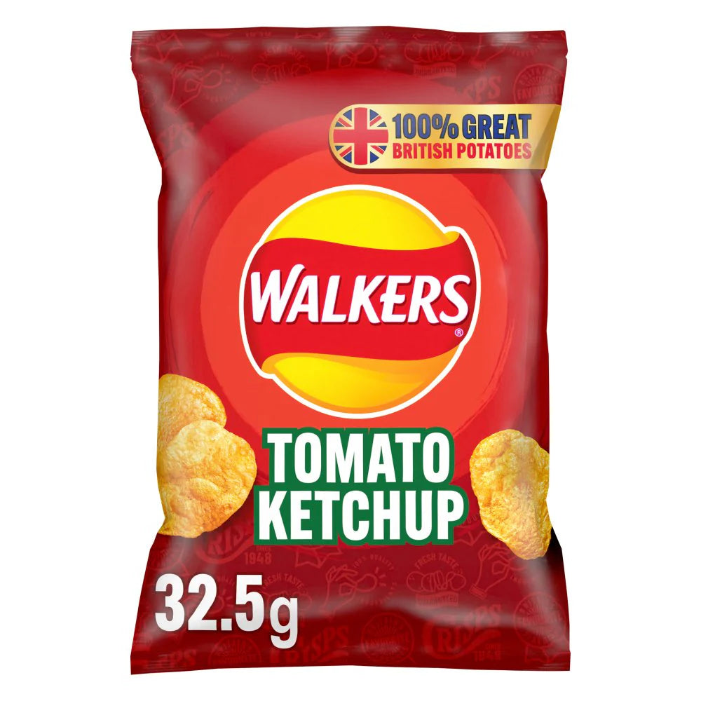 (BBE: 14/12/2024) Walkers Tomato Ketchup Crisps 32.5g