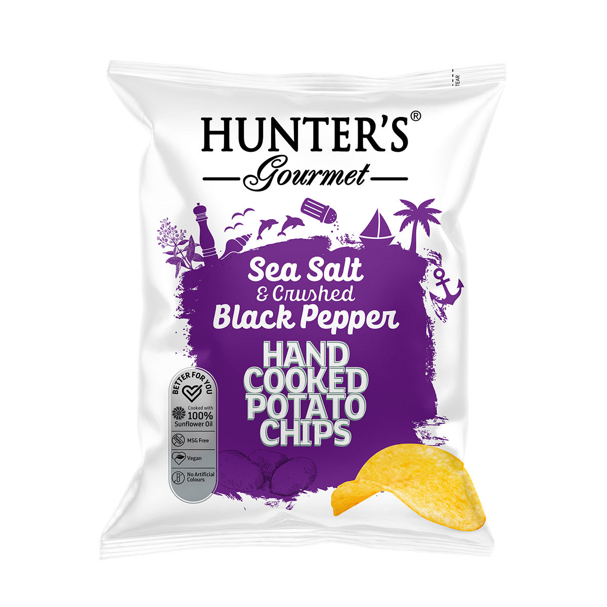 Hunter's Sea Salt & Crushed Pepper Crisps 125g