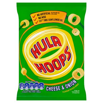 (BBE: 30/03/2024) Hula Hoops Cheese & Onion Flavour Potato Rings 34g