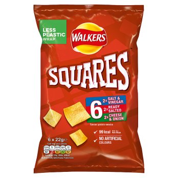 (BBE: 2/03/2024) Walkers Squares Crunchy 6 Variety Packs